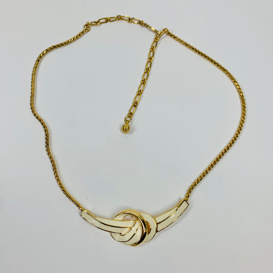 60s BARCS WHITE ENAMEL KNOT NECKLACE SUITE