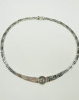 ANTIQUE STERLING SILVER GREEK KEYS ROMAN COIN NECKLACE