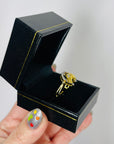 ANTIQUE 22K GOLD HORSESHOE SPINNER RING WITH DIAMOND PAVE