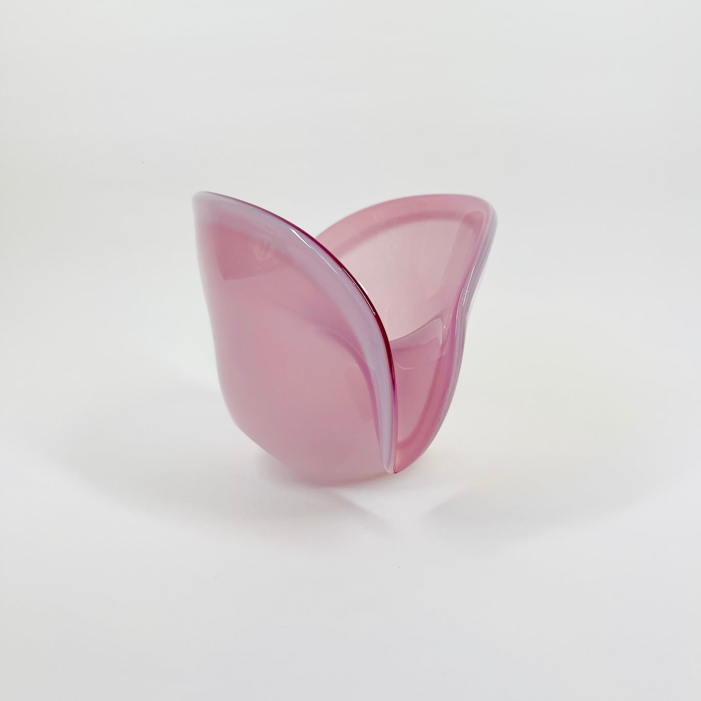 1950s PINK MURANO OPALINE GLASS SHELL BOWL