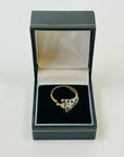 1970s 9 MIXED 14K WHITE YELLOW GOLD DIAMOND BLACK SAPPHIRE SNOW LEOPARD RING