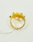 1960s 18k YELLOW GOLD BRUTALIST DIAMOND RING WITH TURQUOISE