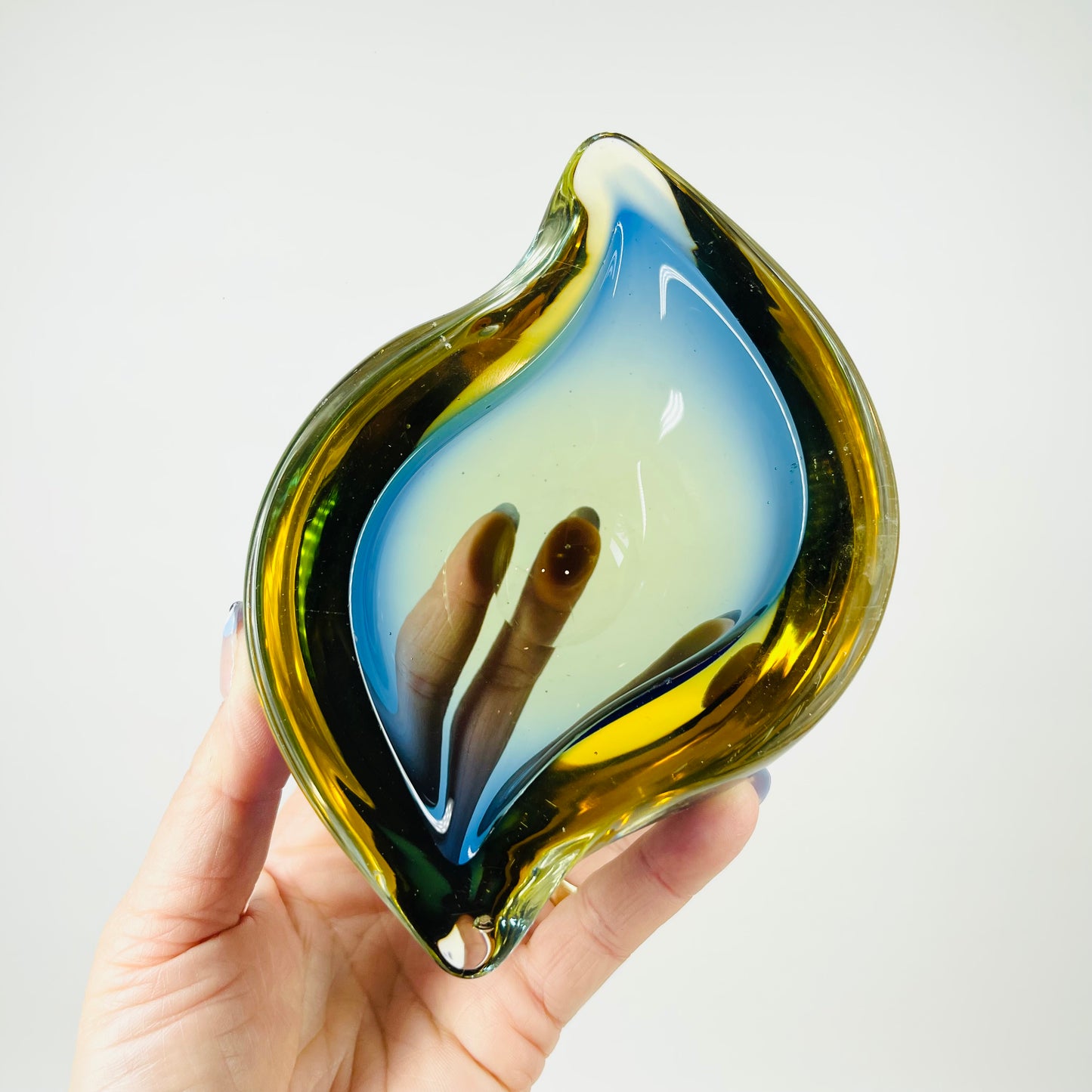 1950s BLUE GOLD MURANO SOMMERSO GLASS BOWL