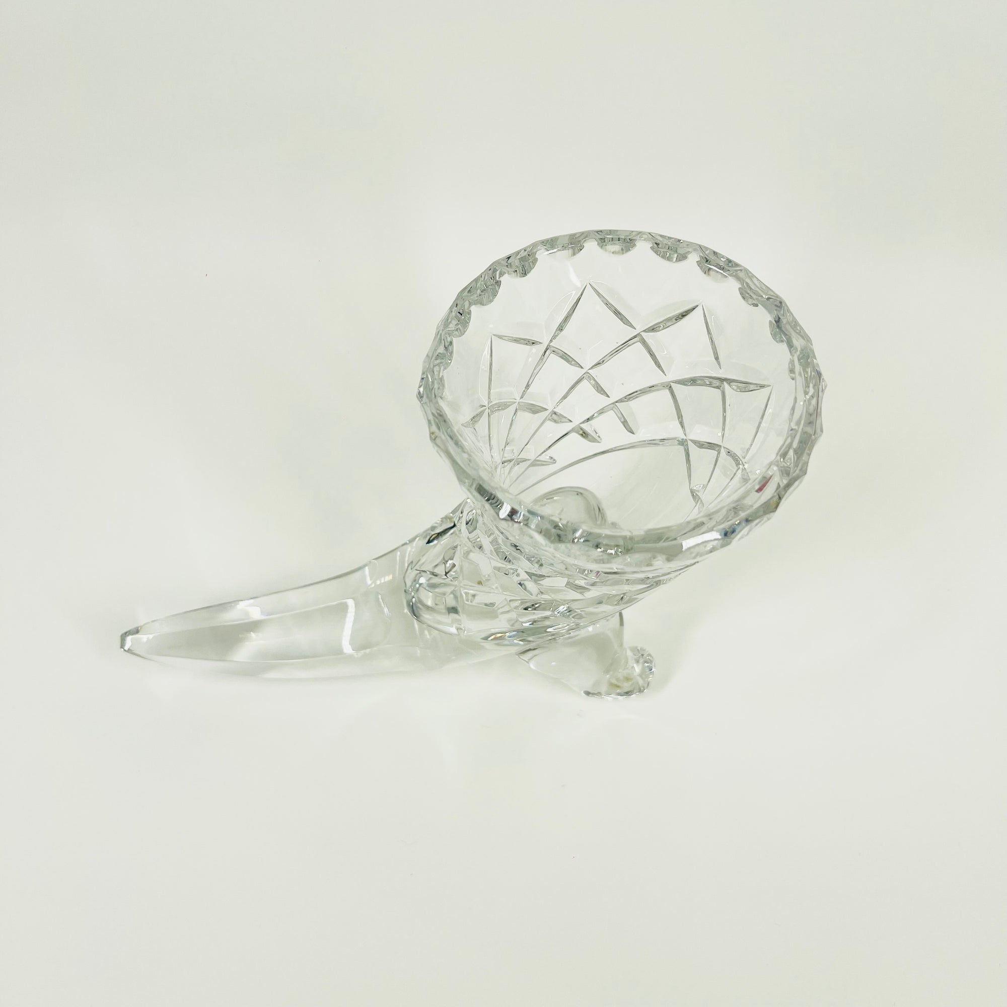 ANTIQUE BOHEMIAN CRYSTAL CORNUCOPIA VASE