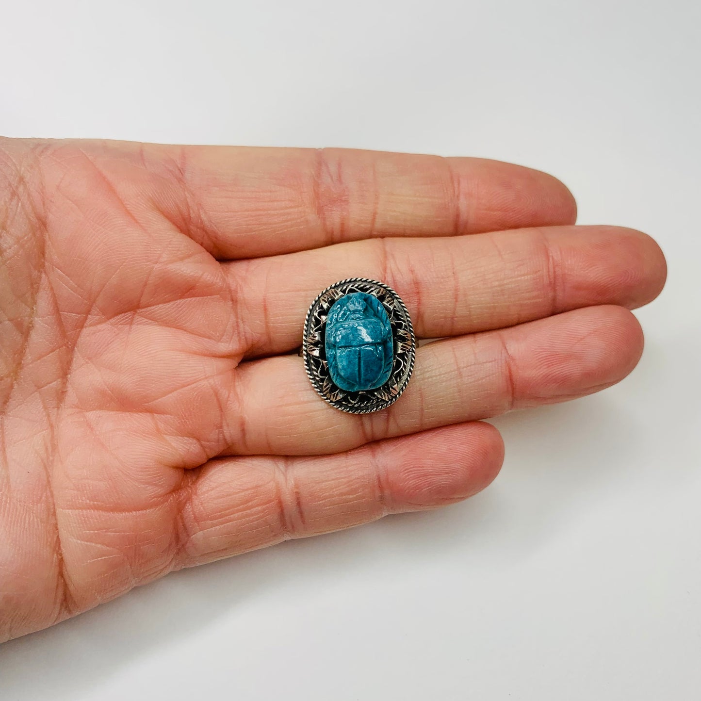 ANQUE BLUE SCARAB SILVER RING