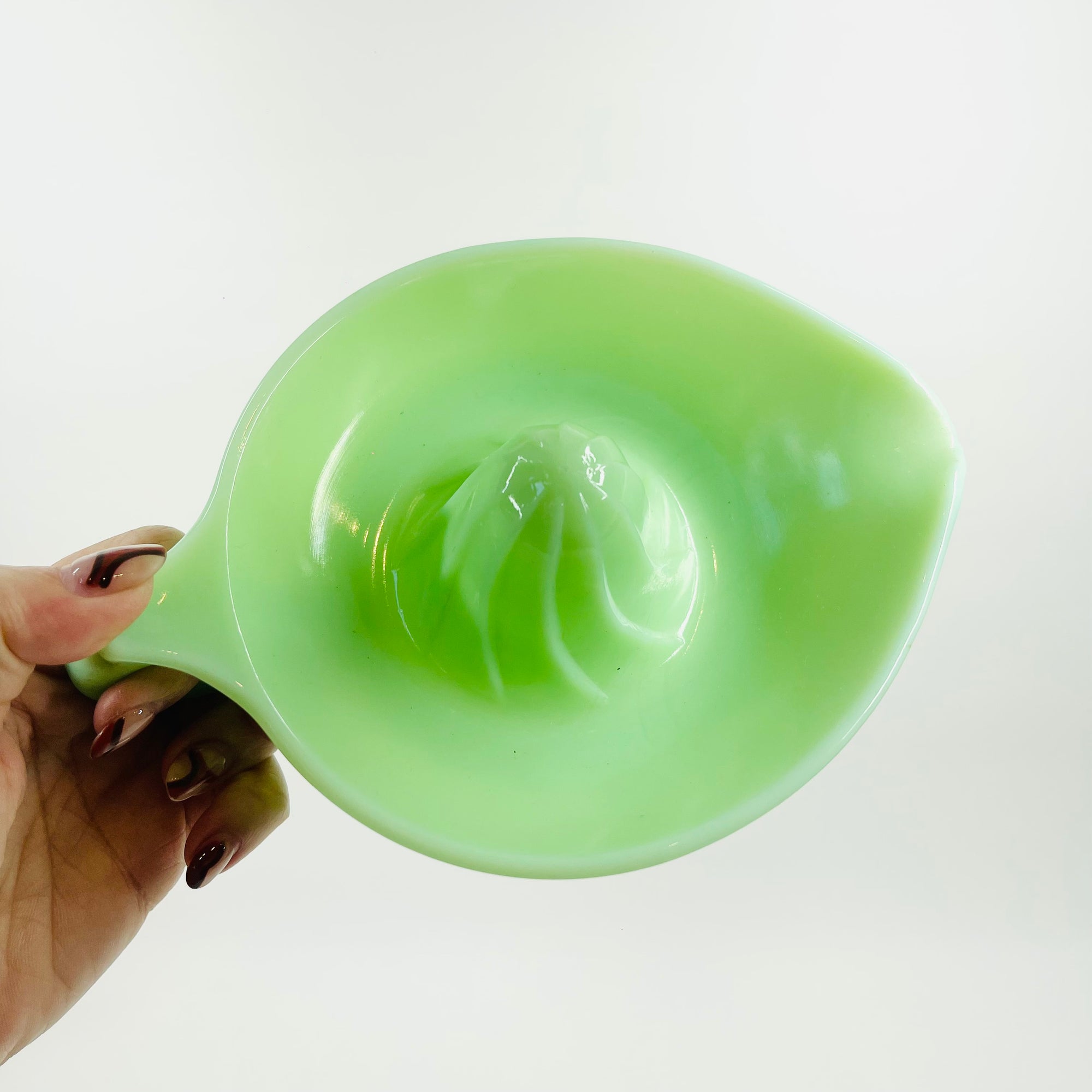 ANTIQUE AMERICAN GREEN JADEITE MILK URANIUM GLASS JUICER
