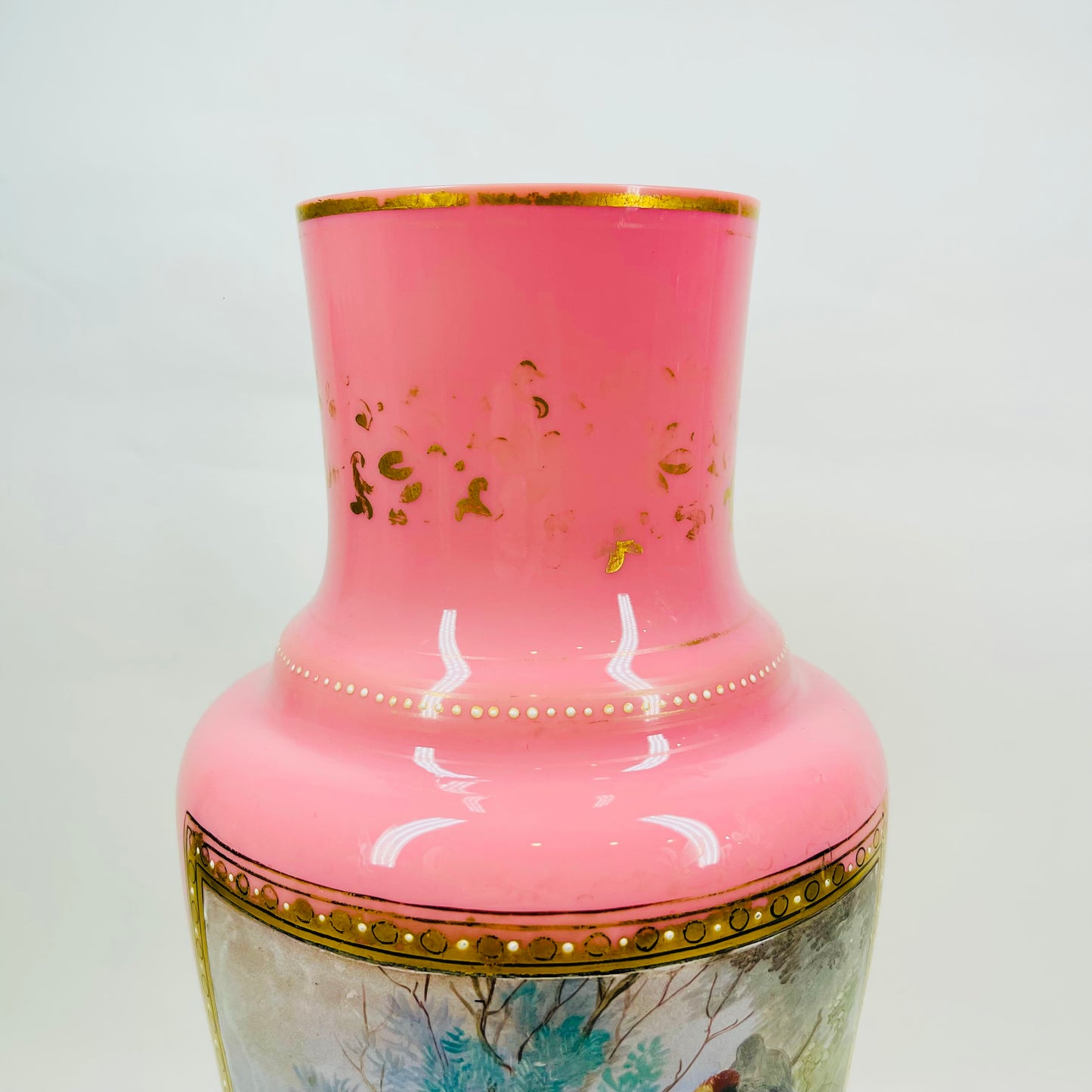 PINK OPALINE GLASS VASE