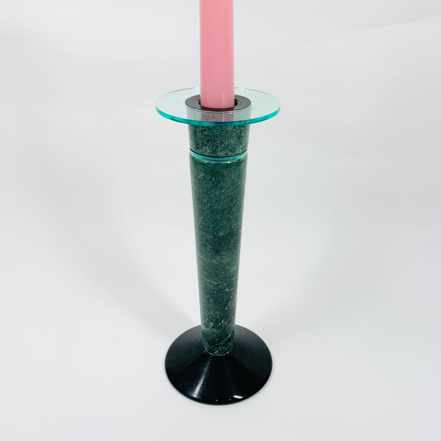 1980s MEMPHIS MILANO MARBLE GLASS CANDLE HOLDER