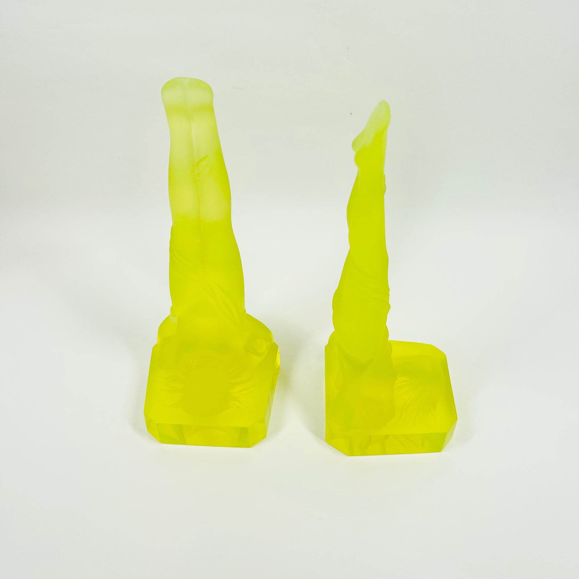URANIUM GLASS NUDE FIGURINE BOOK ENDS