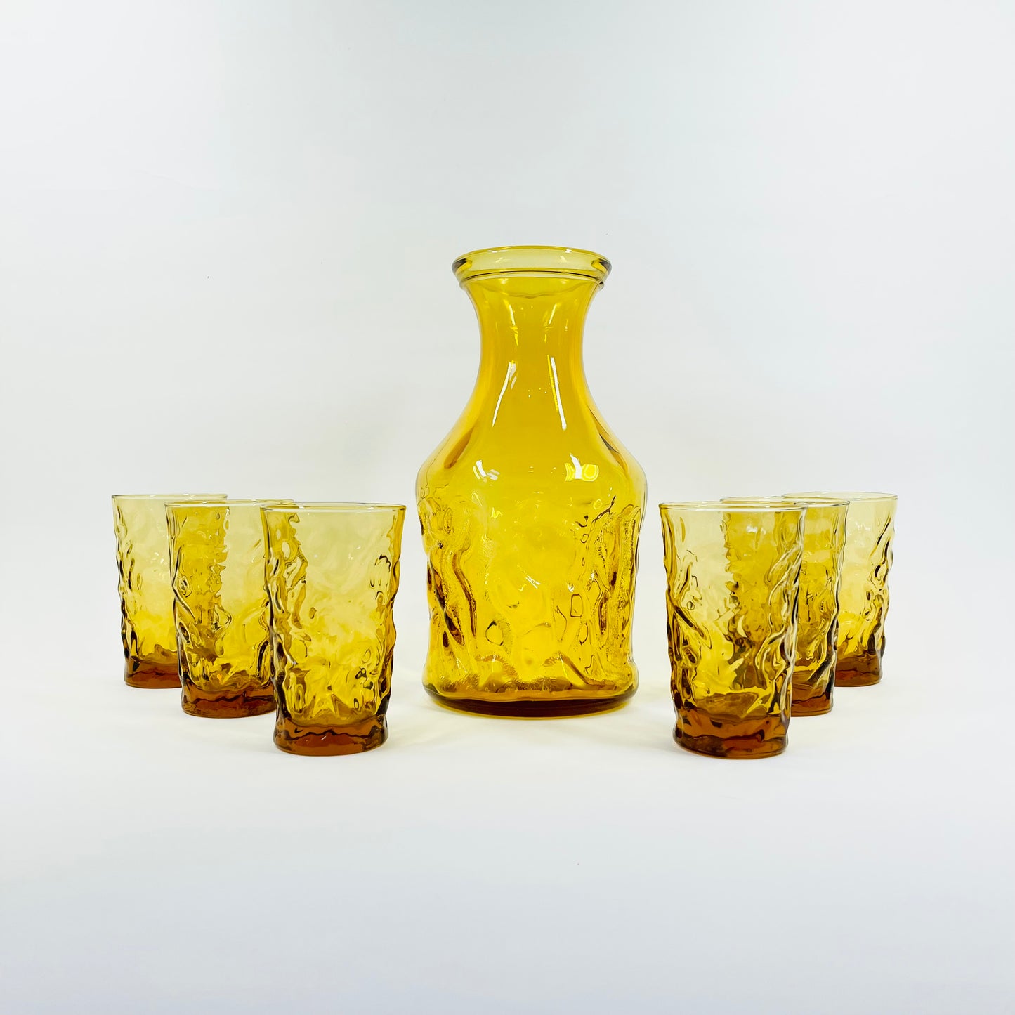 1970s ITALIAN AMBER BARK GLASS SET