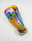 1970s JAPANESE KAMEI HARLEQUIN SOMMERSO GLASS TWIST VASE