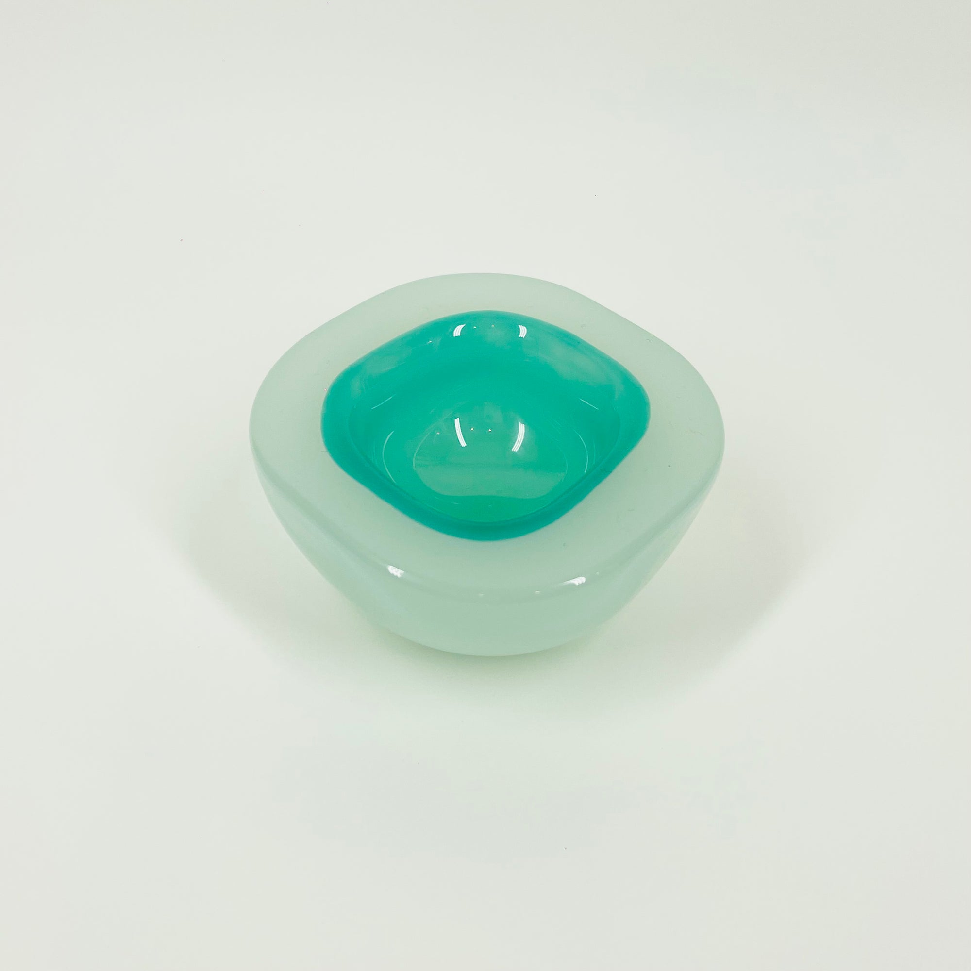 1950s CASED TURQUOISE BLUE MURANO GEODE GLASS MINI BOWL