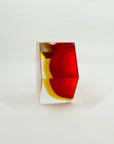 1950s RED RUBY GOLD MURANO MANDRUZZATO SOMMERSO FACETED GLASS HEXAGON BOWL