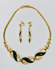 80s TRIFARI BLACK ENAMEL NECKLACE SUITE