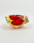1950s FACETED MURANO RED YELLOW GEODE BOWL