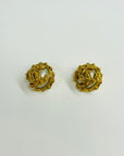 1994 CHANEL CC LOGO FILIGREE PEARL BUTTON CLIP ON EARRINGS