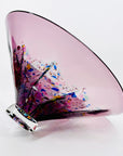1990s AUSTRALIAN MOUTH BLOWN PINK PURPLE SPATTER ART GLASS BOWL BY MATT LARWOOD