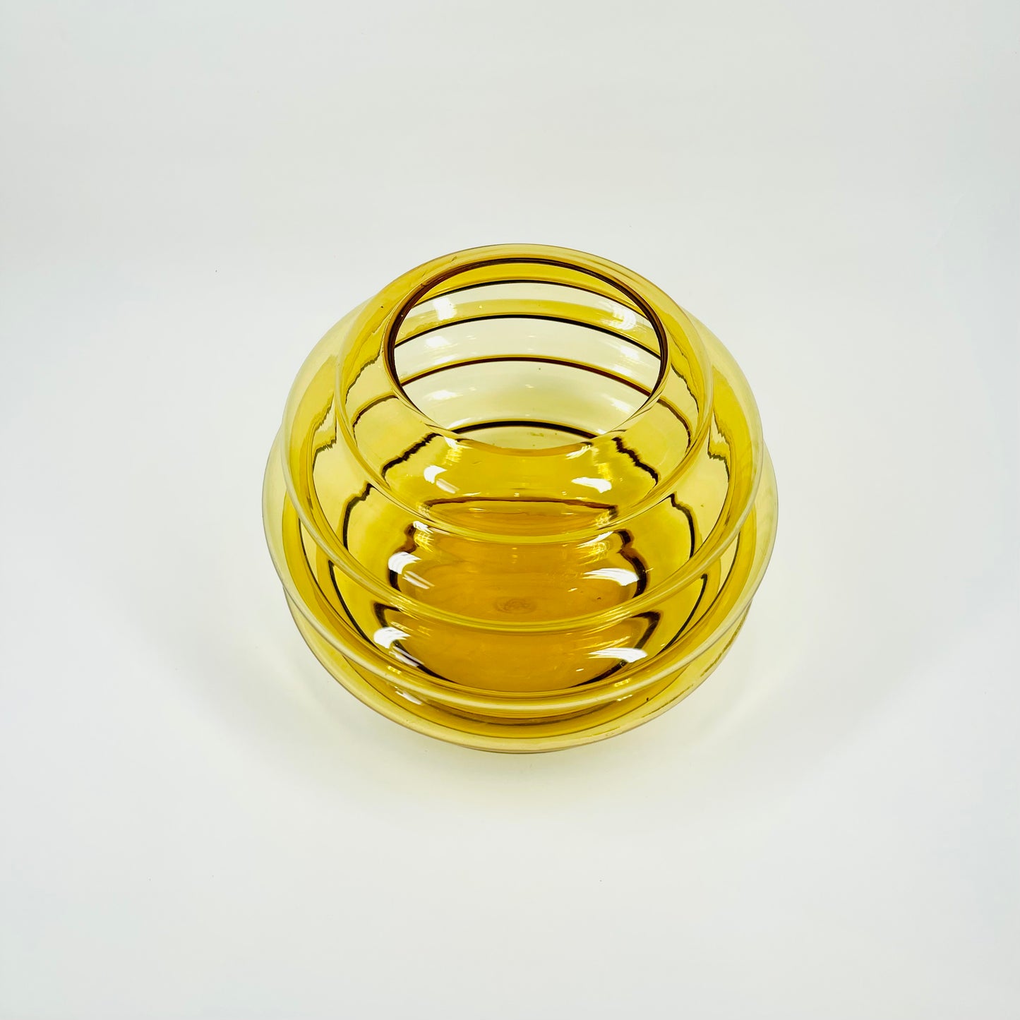 1940s AMBER BEEHIVE OPTICAL AMBER GLASS VASE