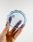 ANTIQUE JAPANESE BLUE DEPRESSION GLASS PIN DISH