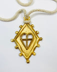 1980s HAND MADE CANADIAN CHRISTIAN LACROIX STYLE BRASS PENDANT NECKLACE