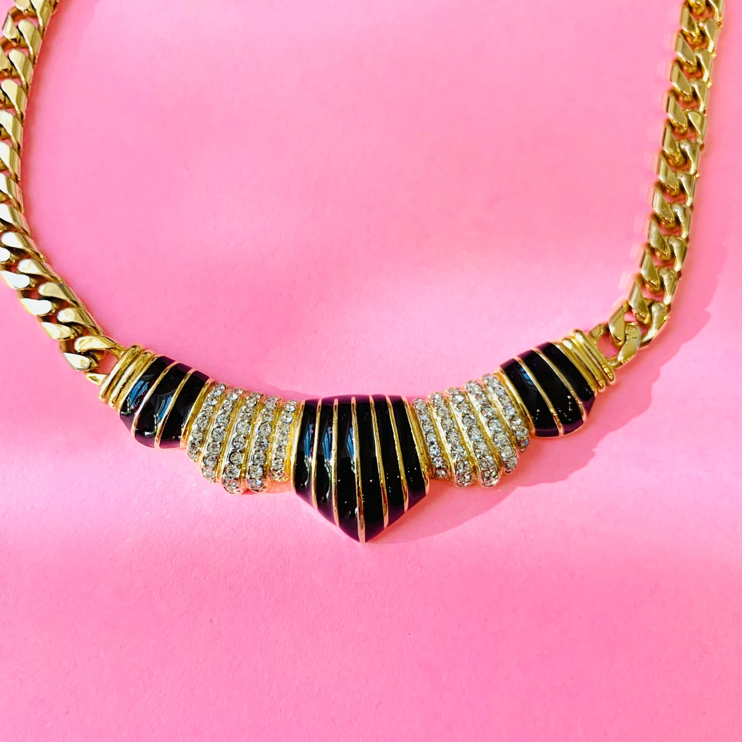 80s BARCS BLACK ENAMEL NECKLACE SUITE