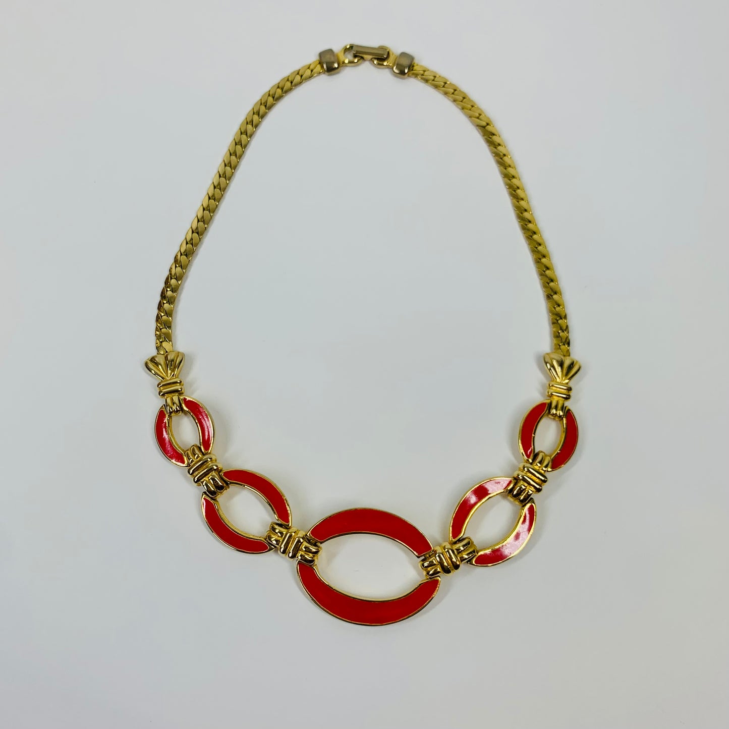 70s TRIFARI RED ENAMEL NECKLACE SUITE