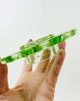ANTIQUE GREEN DEPRESSION URANIUM GLASS FLOWER FROG