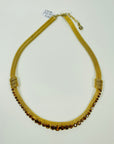 1950s CORO MESH AMBER BEADS DOUBLE KNOTS COLLAR NECKLACE