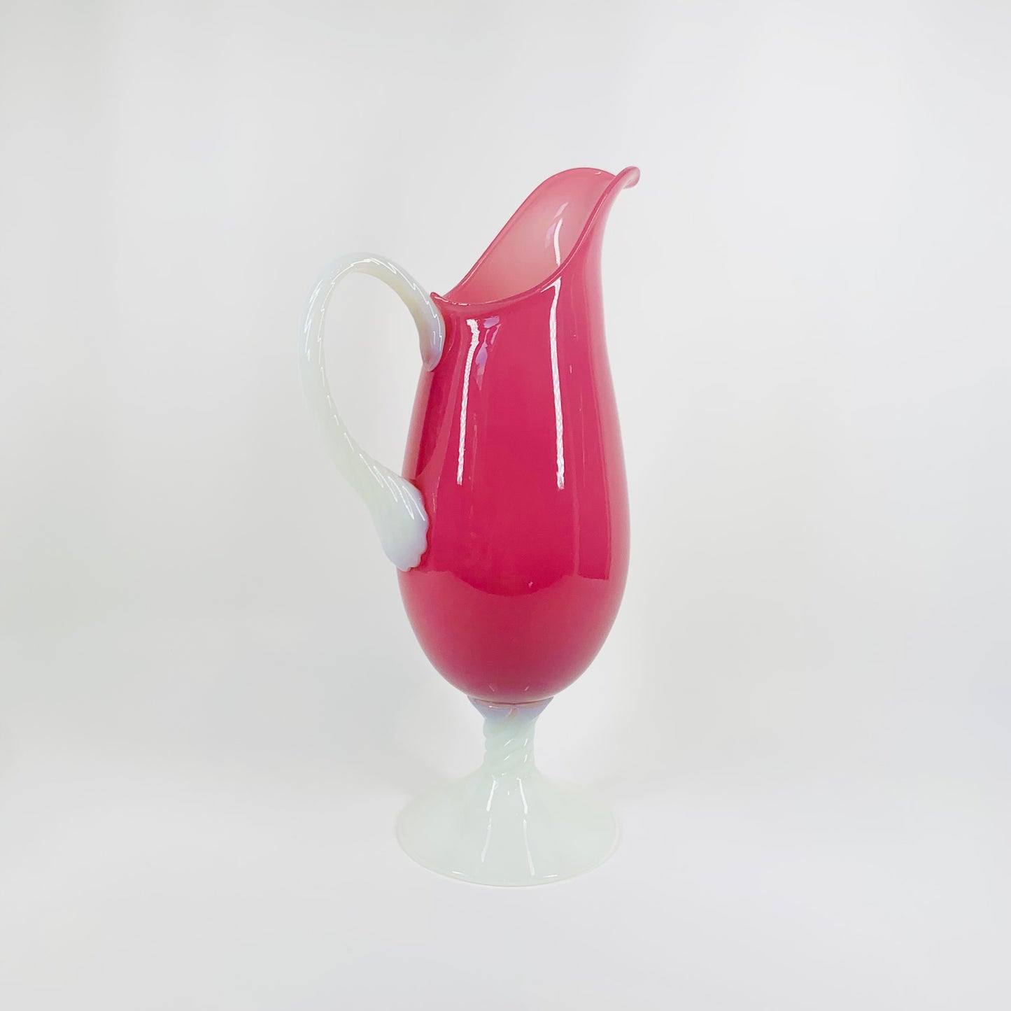 ANTIQUE FRENCH CRANBERRY/PINK OPALINE GLASS JUG