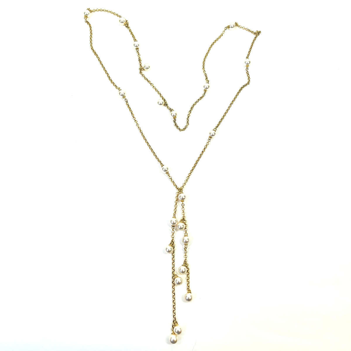 1970s PEARLS LARIAT DROP NECKLACE