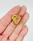 ANTIQUE 22K GOLD HORSESHOE SPINNER RING WITH DIAMOND PAVE