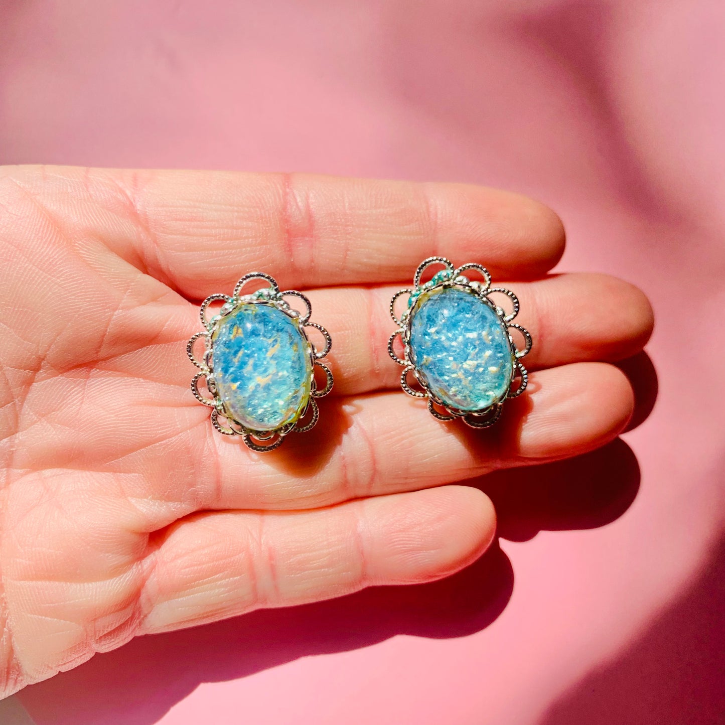 BLUE GLASS BEADS EARRINGS