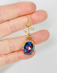 ANTIQUE 9K EDWARDIAN BLUE GLASS DROP PENDANT NECKLACE