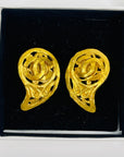 1995 CHANEL CC LOGO MARK PAISLEY DROP CLIP ON EARRINGS