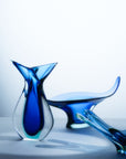 X-LARGE 1940s URANIUM MURANO BLUE SOMMERSO GLASS BOWL