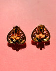 1980s HEART FILIGREE PEARL CLIP ON EARRINGS