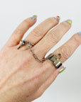 1990s HERMES STERLING SILVER ALPHAKELLY DOUBLE RING