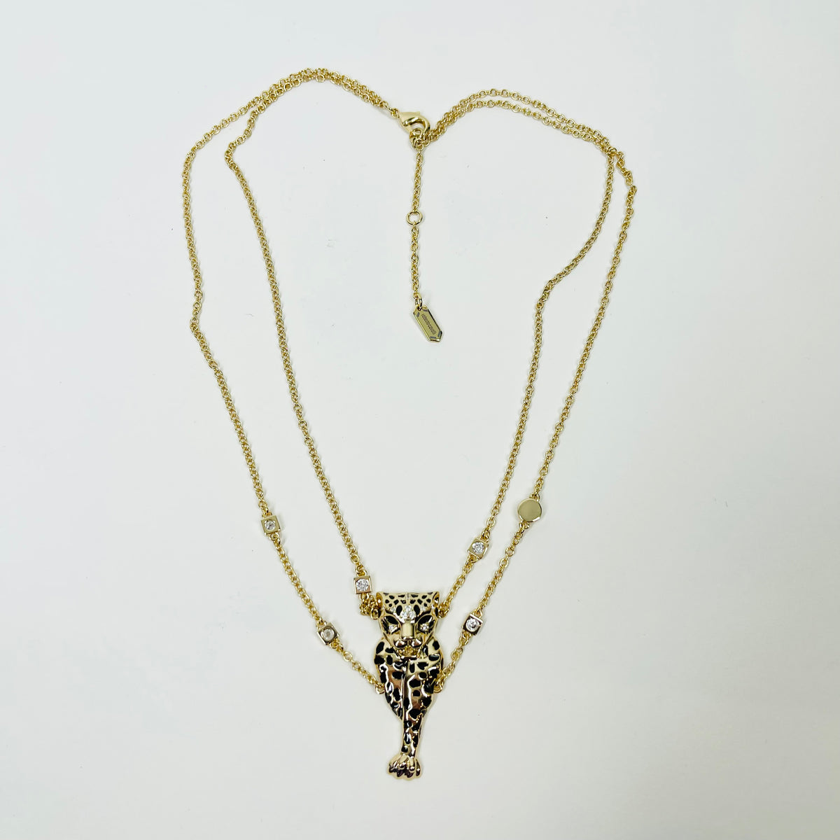 Y2K ROBERTO CAVALLI BLACK ENAMEL PANTHER NECKLACE