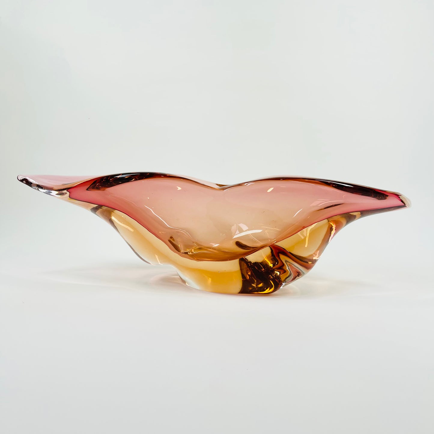 1950s MURANO PINK PEACH OMBRE SOMMERSO GLASS LIPS BOWL