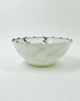 ANTIQUE BAVARIAN SILVER INLAID MILK GLASS DESSERT BOWL