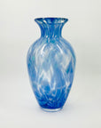 1980s JAPANESE BLUE SPATTER SWIRLS GLASS VASE