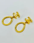 1996 CHANEL CC LOGO TEAR DROP CLIP ON EARRINGS