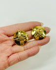 1996 CHANEL CC LOGO FILIGREE RIBBONS BUTTON CLIP ON EARRINGS