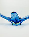 X-LARGE 1940s URANIUM MURANO BLUE SOMMERSO GLASS BOWL