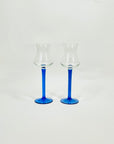 1960s FRENCH LUMINARC COBALT BLUE STEM LIQUEUR GLASSES