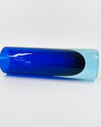 1950s TURQUOISE COBALT BLUE MURANO SOMMERSO GLASS CYLINDER BLOCK VASE