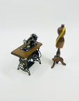VINTAGE MINIATURE SEWING MACHINE & MANNEQUIN