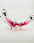 1950s LARGE CZECH SKRDLOVICE PINK SOMMERSO GLASS STARFRUIT BOWL
