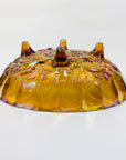 ANTIQUE CARNIVAL PRESSED AMBER GLASS FOOTED BOWL