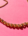 1960s GOLD PLATED BEZEL DIAMANTE HALF TENNIS NECKLACE